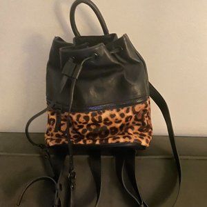 NWOT Leopard Black Leather Backpack